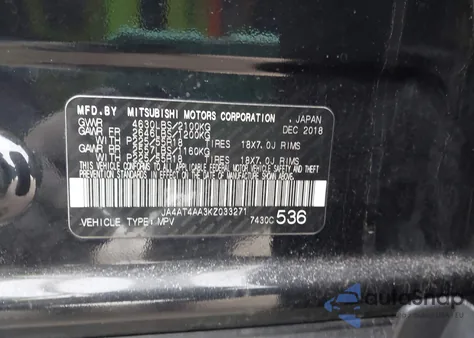 2019 Mitsubishi Eclipse Cross Sp from USA, damaged, VIN JA4AT4AA3KZ033271